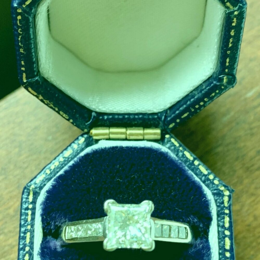 Natural Diamond Ring 14K White Gold Princess Cut 1.25ctw Appraisal Included